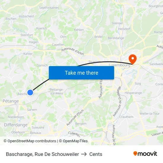 Bascharage, Rue De Schouweiler to Cents map