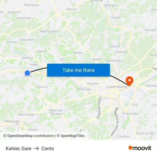 Kahler, Gare to Cents map
