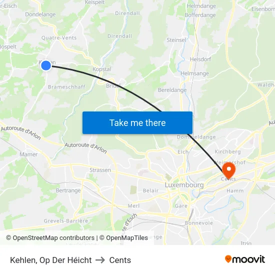 Kehlen, Op Der Héicht to Cents map
