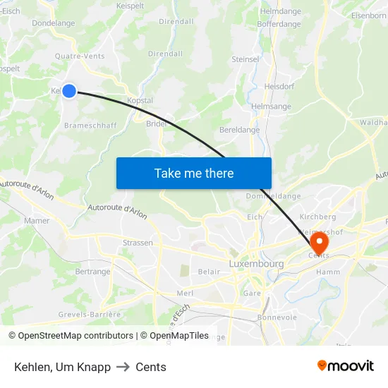 Kehlen, Um Knapp to Cents map