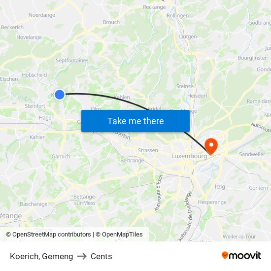 Koerich, Gemeng to Cents map