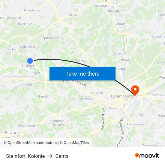 Steinfort, Kolonie to Cents map