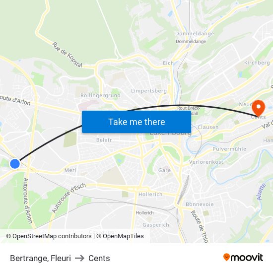 Bertrange, Fleuri to Cents map