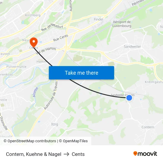 Contern, Kuehne & Nagel to Cents map