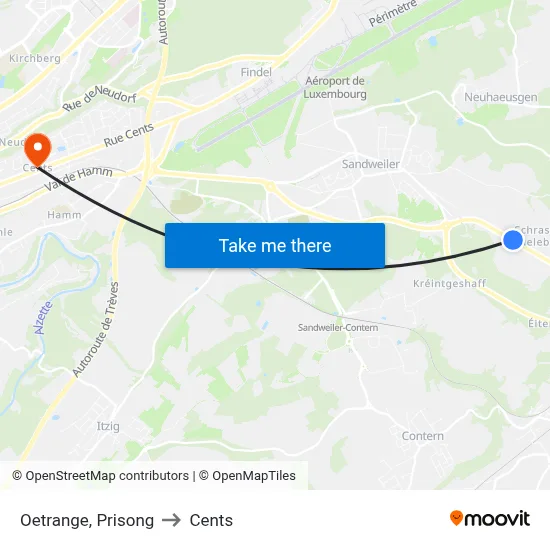 Oetrange, Prisong to Cents map