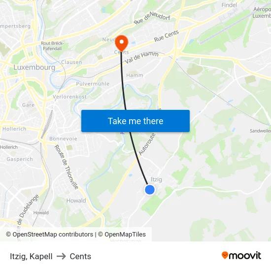 Itzig, Kapell to Cents map