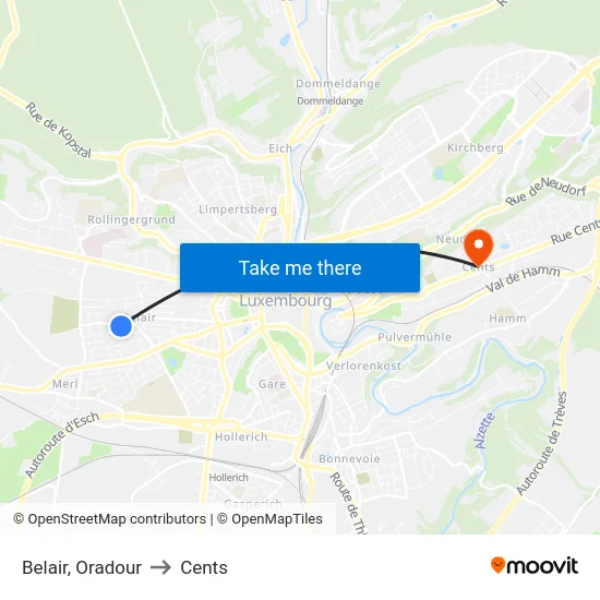 Belair, Oradour to Cents map