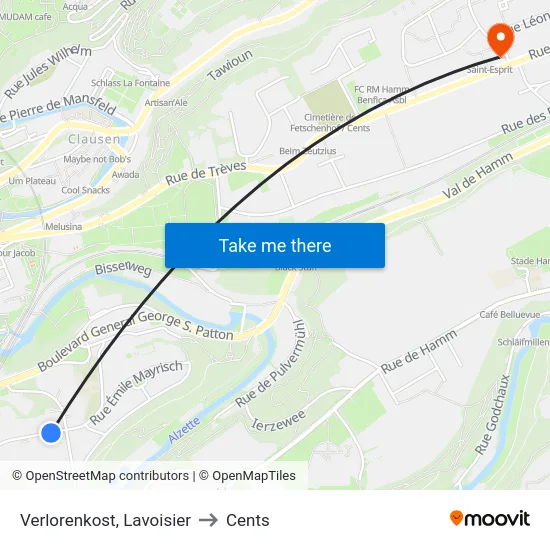 Verlorenkost, Lavoisier to Cents map