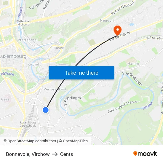 Bonnevoie, Virchow to Cents map