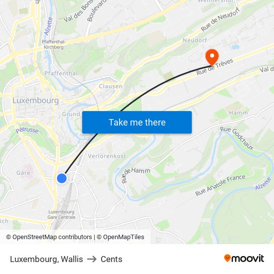 Luxembourg, Wallis to Cents map