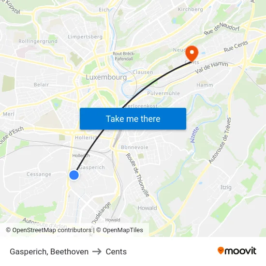 Gasperich, Beethoven to Cents map