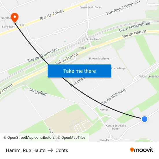 Hamm, Rue Haute to Cents map