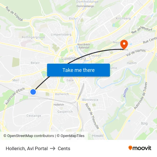Hollerich, Avl Portal to Cents map