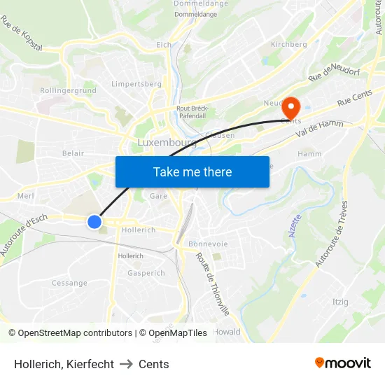 Hollerich, Kierfecht to Cents map