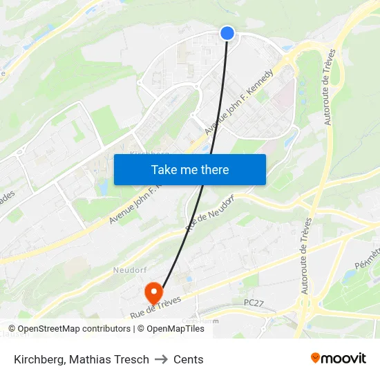 Kirchberg, Mathias Tresch to Cents map