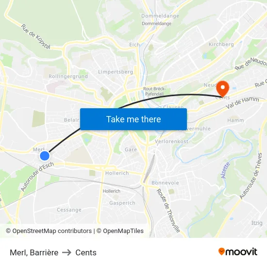 Merl, Barrière to Cents map