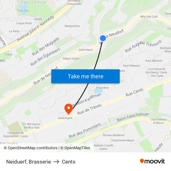 Neiduerf, Brasserie to Cents map