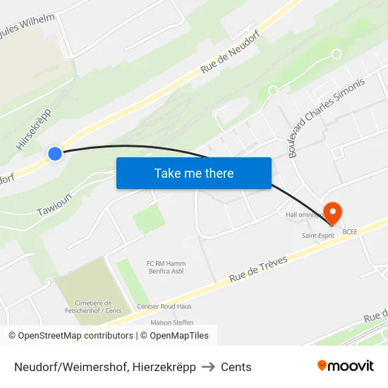 Neudorf/Weimershof, Hierzekrëpp to Cents map