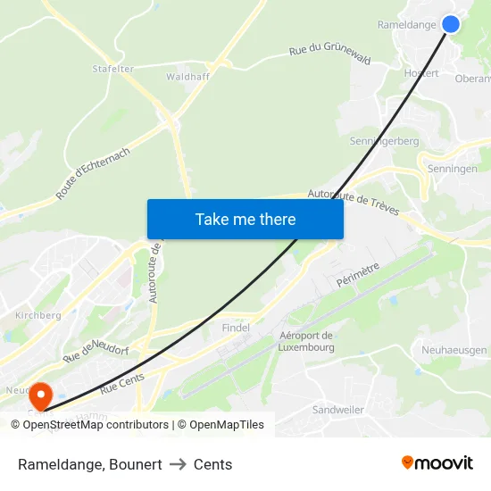 Rameldange, Bounert to Cents map
