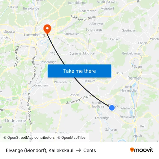 Elvange (Mondorf), Kallekskaul to Cents map