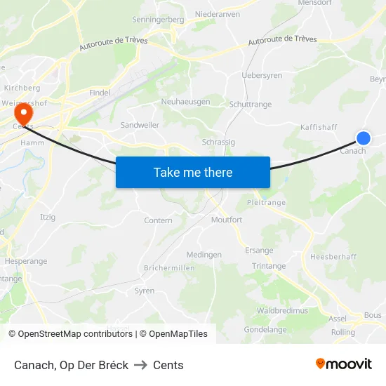 Canach, Op Der Bréck to Cents map