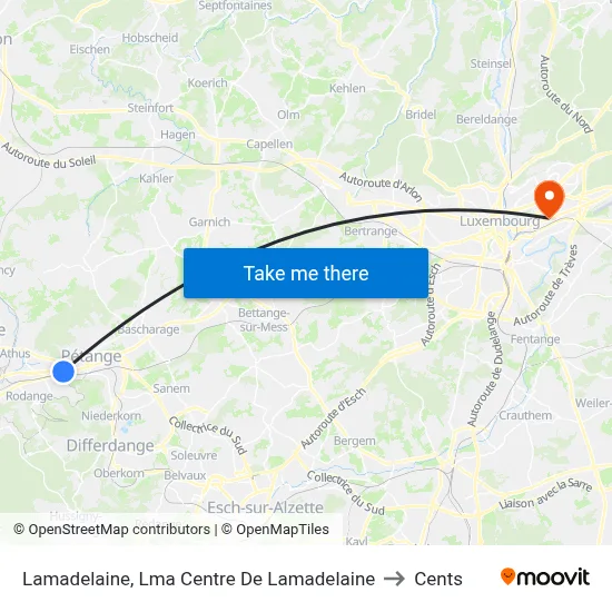 Lamadelaine, Lma Centre De Lamadelaine to Cents map