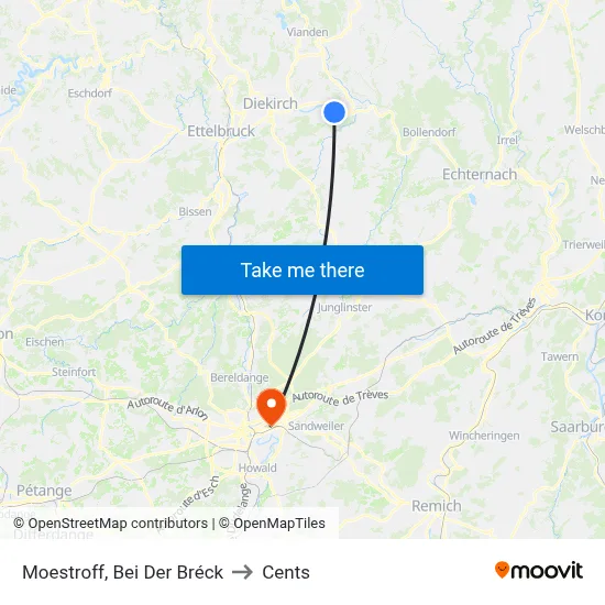 Moestroff, Bei Der Bréck to Cents map