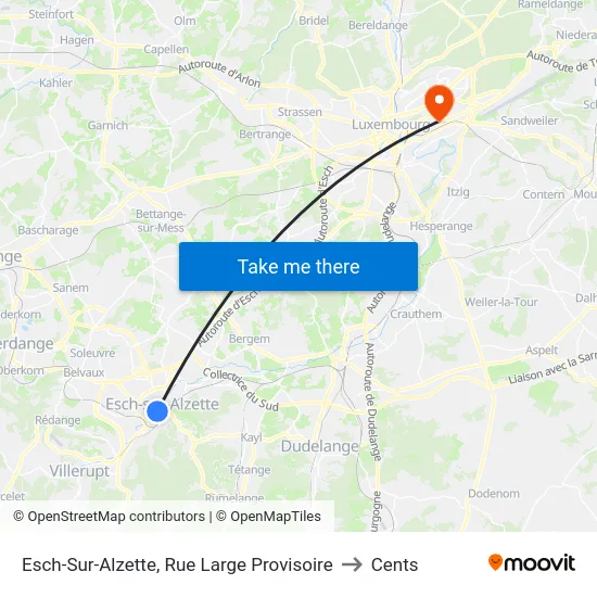 Esch-Sur-Alzette, Rue Large Provisoire to Cents map