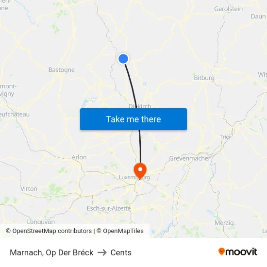 Marnach, Op Der Bréck to Cents map