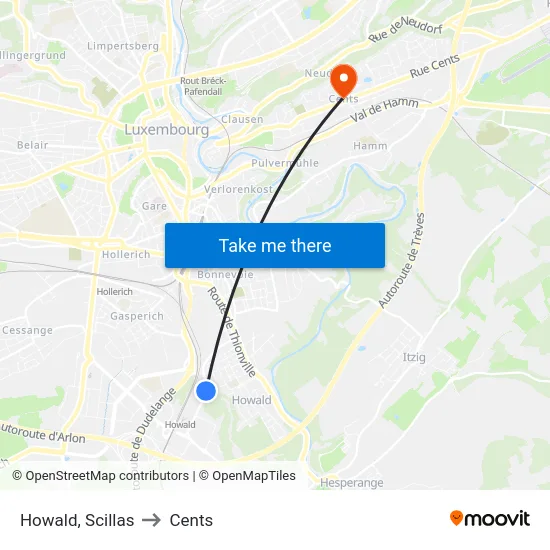 Howald, Scillas to Cents map