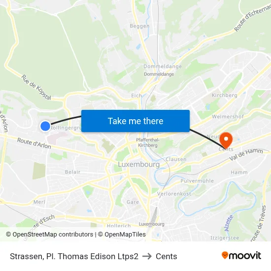 Strassen, Pl. Thomas Edison Ltps2 to Cents map