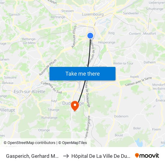 Gasperich, Gerhard Mercator to Hôpital De La Ville De Dudelange map
