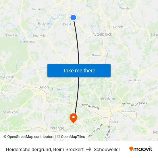 Heiderscheidergrund, Beim Bréckert to Schouweiler map