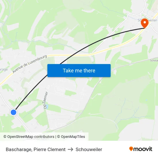 Bascharage, Pierre Clement to Schouweiler map