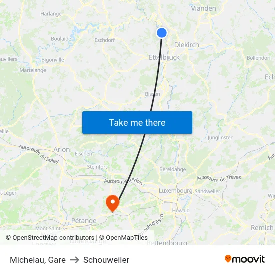Michelau, Gare to Schouweiler map