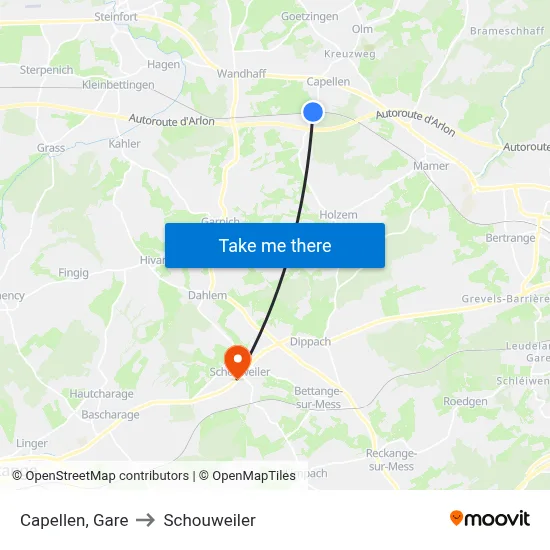 Capellen, Gare to Schouweiler map