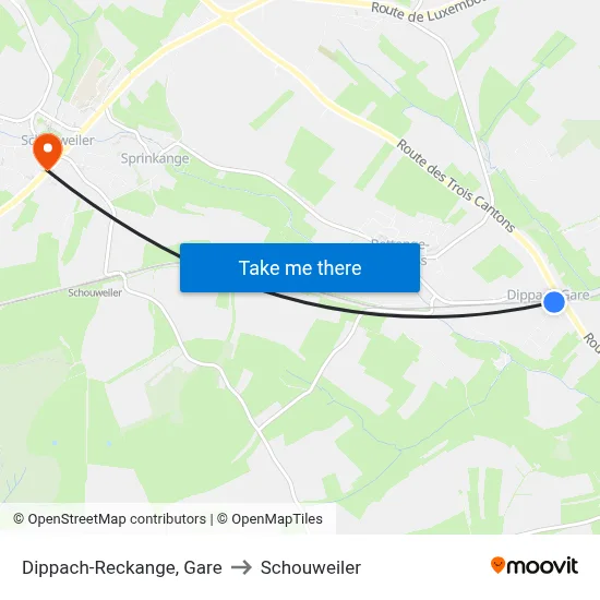 Dippach-Reckange, Gare to Schouweiler map