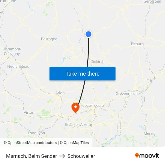 Marnach, Beim Sender to Schouweiler map