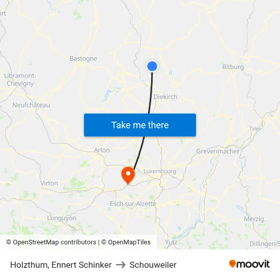 Holzthum, Ennert Schinker to Schouweiler map