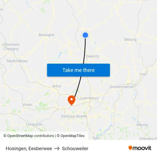 Hosingen, Eesberwee to Schouweiler map