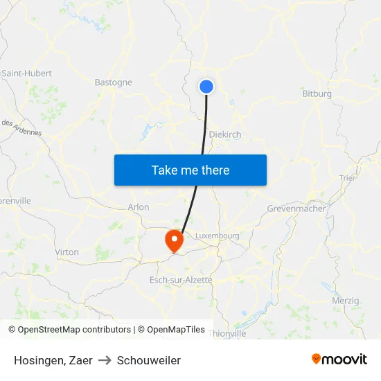 Hosingen, Zaer to Schouweiler map