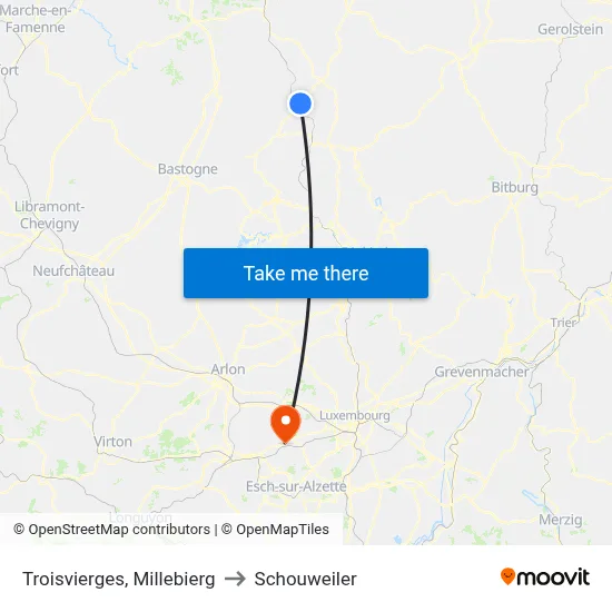 Troisvierges, Millebierg to Schouweiler map