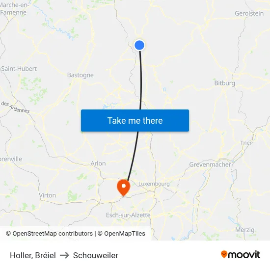 Holler, Bréiel to Schouweiler map