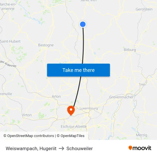 Weiswampach, Hugeriit to Schouweiler map