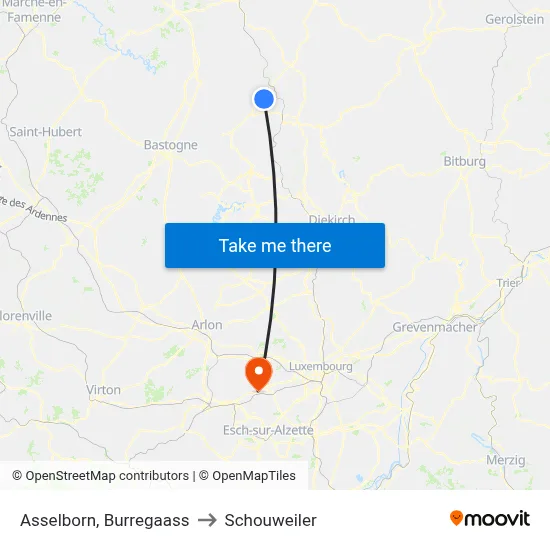 Asselborn, Burregaass to Schouweiler map