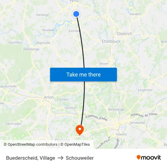 Buederscheid, Village to Schouweiler map