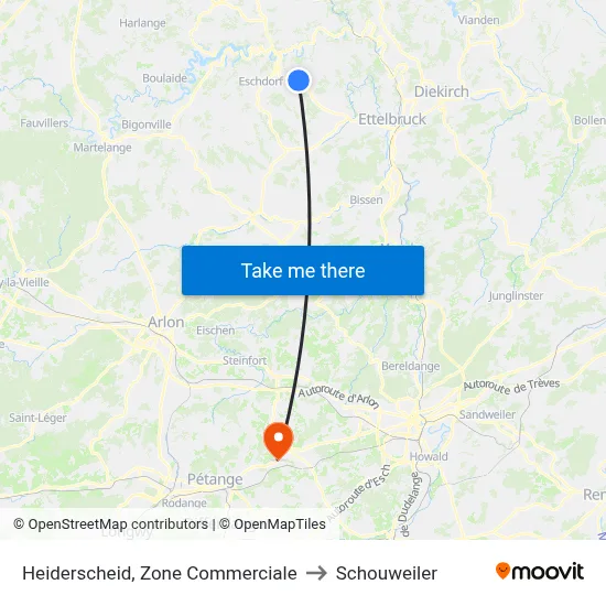 Heiderscheid, Zone Commerciale to Schouweiler map