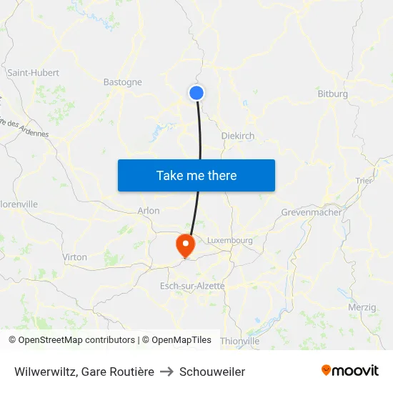 Wilwerwiltz, Gare Routière to Schouweiler map