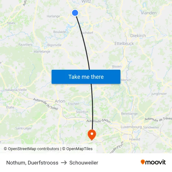 Nothum, Duerfstrooss to Schouweiler map