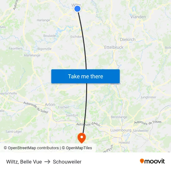 Wiltz, Belle Vue to Schouweiler map